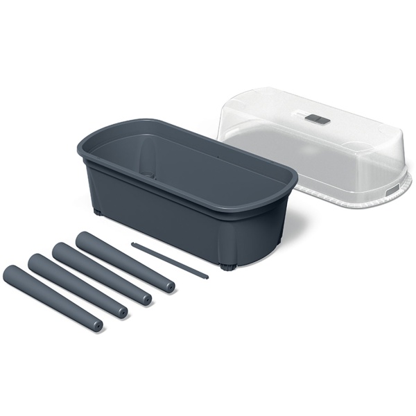 Kompaktes Gewächshaus Anthrazit 47L, Anzuchtstation mit Deckel & Beinen: Anzuchtbox, robust & tragbar für Pflanzen