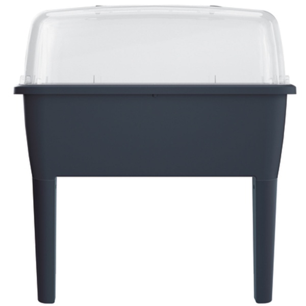 Praktisches Gewächshaus Anthrazit 52 Liter: Hochbeet mit Deckel und Belüftung, Anzuchtkasten für Outdoor - Stabil, Wetterfest & Rückenschonend