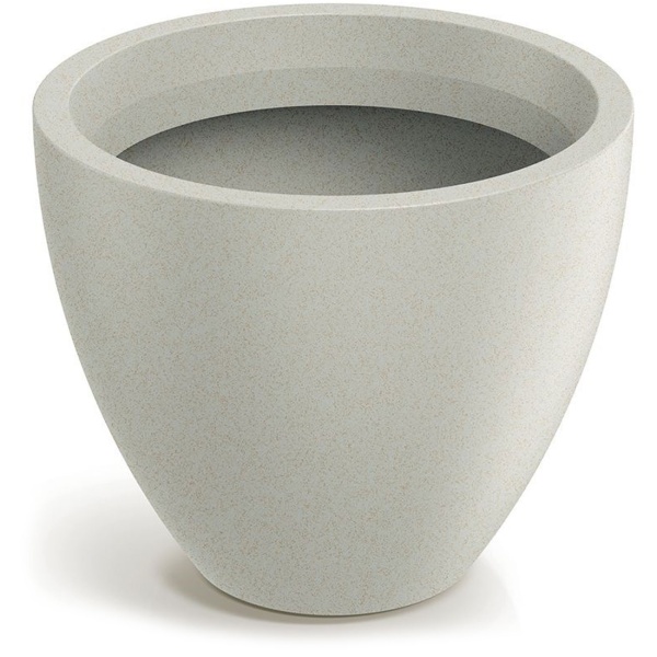 Moderner Pflanzkübel Rund Ø38cm in Sand, Blumentopf 23L aus Kunststoff für Innen & Aussen, Frostsicher & UV-Beständig, Leichtgewicht