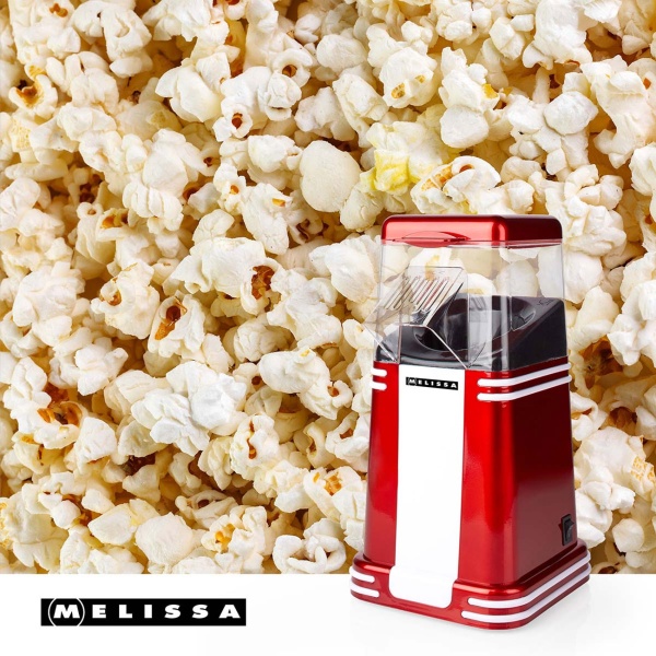 Vintage Popcorn Maker, rot-weiss, Heissluft – Retro Design, für schnelles, fettarmes Popcorn zu Hause