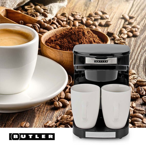 Kompakte Filter-Kaffeemaschine mit Abschalt-Automatik, inkl. 2 Tassen – ideal für Zuhause & Büro, aromatischer Kaffeegenuss, 450 W, platzsparend