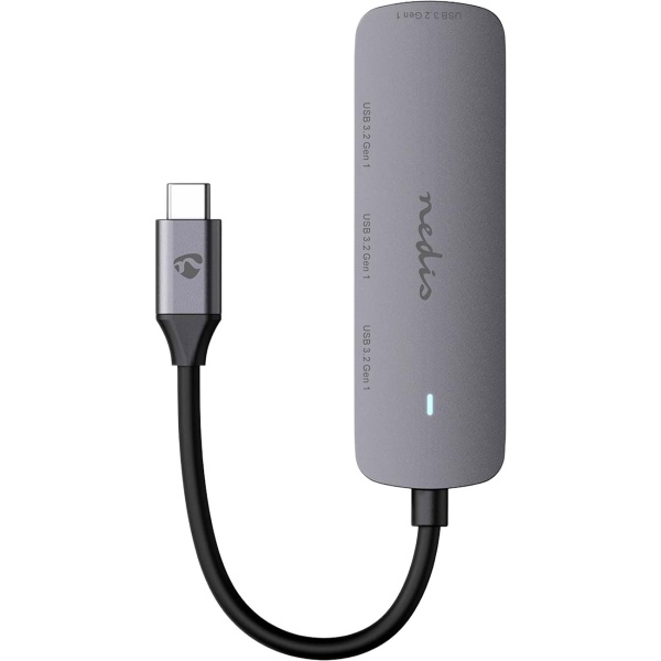 Premium USB-C Hub auf 4x USB-A 3.2 Gen 1 Adapter, schnelle 5 Gbit/s Superspeed Datenübertragung, graues & kompaktes Aluminiumgehäuse