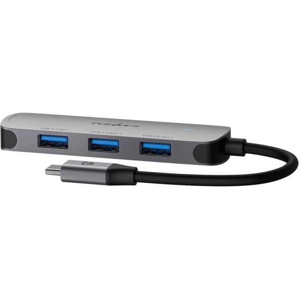 Premium USB-C Hub auf 4x USB-A 3.2 Gen 1 Adapter, schnelle 5 Gbit/s Superspeed Datenübertragung, graues & kompaktes Aluminiumgehäuse