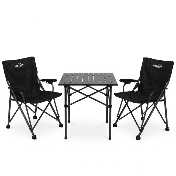 Campinggarnitur 3-teilig Set mit quadratischem Campingtisch und 2 Klappstühlen, Leicht & Faltbar für Outdoor Garten Picknick Terrasse Balkon