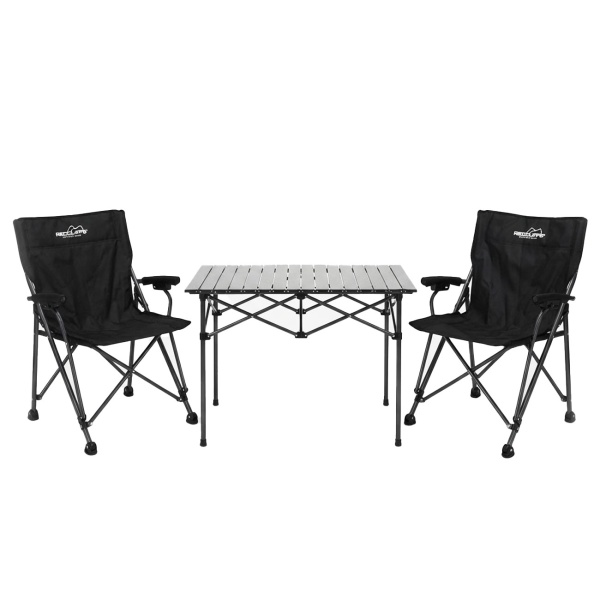 Campinggarnitur 3-teilig Set mit rechteckigem Campingtisch und 2 Klappstühlen, Leicht & Faltbar für Outdoor Garten Picknick Terrasse Balkon