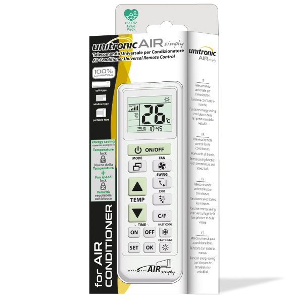 Universelle Fernbedienung für Klimaanlagen - Kompatibel mit allen Air Conditioner Marken - 4 Programmiermodi & Memory-Funktion