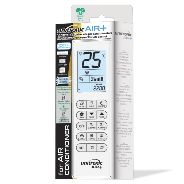 Universelle Fernbedienung für Klimaanlagen, LCD Beleuchtung, Timer, Hotelfunktion mit Sperre, Ersatzfernbedienung für alle gängigen Marken AC