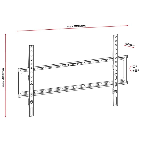 TV Wandhalterung für 32-80 Zoll Fernseher, neigbar, bis 45kg, bis VESA 600x400, Wandabstand 22mm, Monitor Halterung