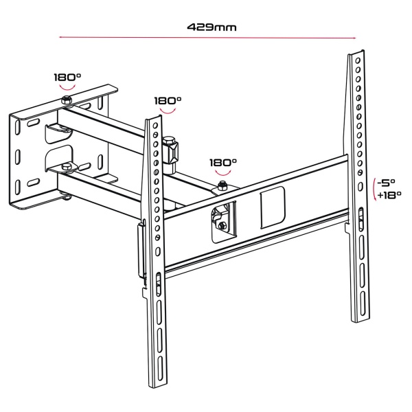 TV Wandhalterung schwenkbar neigbar für 32-55 Zoll Fernseher, bis 35kg, VESA 400x400, Wandabstand 105-429 mm, Monitor Halterung