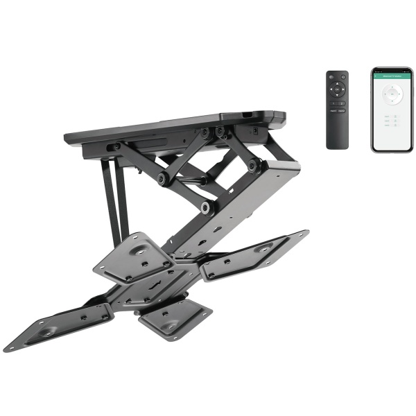 Motorisierte TV Deckenhalterung für 23-55 Zoll Flachbildschirme bis 30kg, Elektrisch Neigbar 75 Grad, App & Fernbedienung, bis VESA 400x400