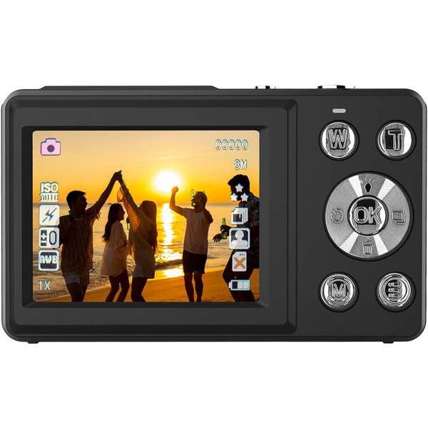 Digitale 4K Fotokamera 48MP mit Autofokus, Dual-Display für Selfies & Vlogs, 18x Digitalzoom, 5MP CMOS, Webcam-Funktion, LED-Blitz, Schwarz, 1/4 Zoll