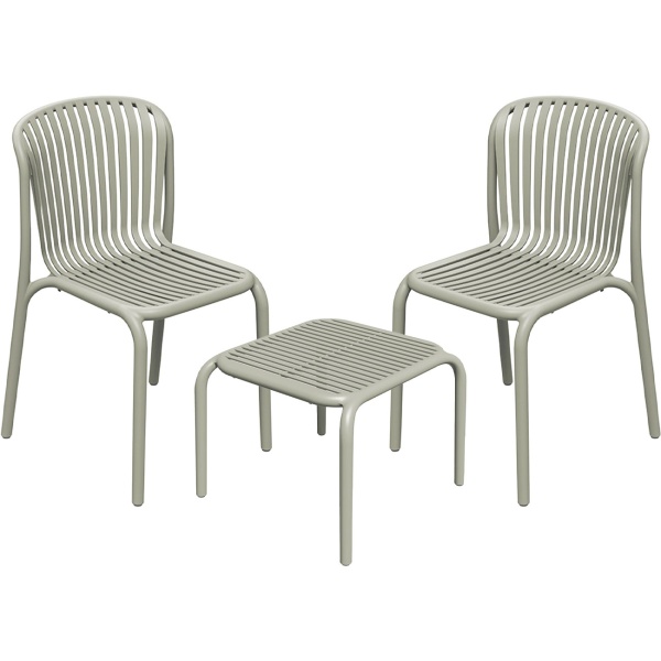Ergonomisches Balkonset: 2 Gartenstühle stapelbar & ein moderner Beistelltisch, Beige – aus robustem Kunststoff, wetterfest, stilvoll & stabil 