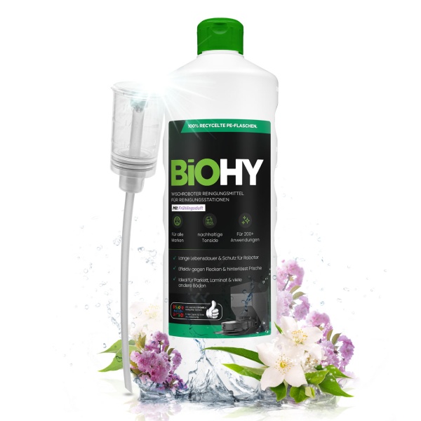 2er-Set Effektives Bodenreiniger Konzentrat für Wischroboter-Reinigungsstationen, Frühlingsduft, vegan, 1 L, biologisch abbaubar, schnell trocknend
