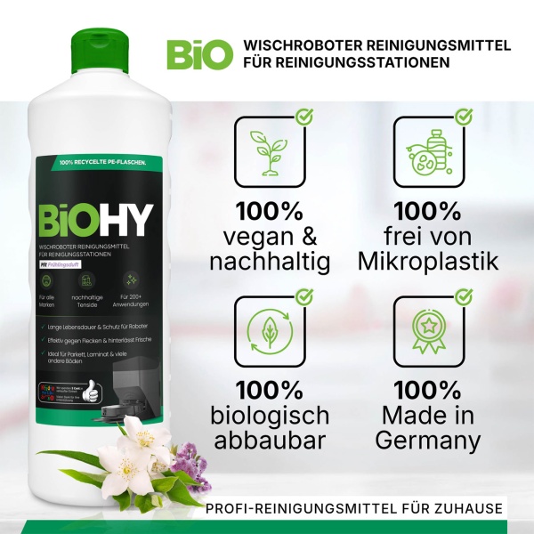 2er-Set Effektives Bodenreiniger Konzentrat für Wischroboter-Reinigungsstationen, Frühlingsduft, vegan, 1 L, biologisch abbaubar, schnell trocknend
