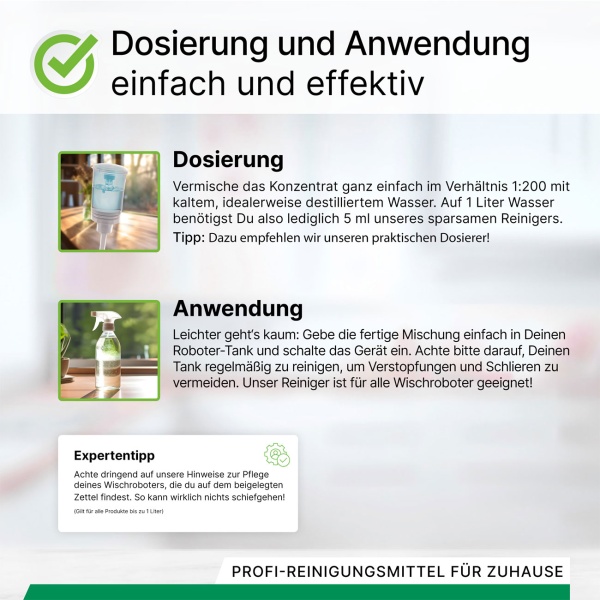 2er-Set Effektives Bodenreiniger Konzentrat für Wischroboter-Reinigungsstationen, Frühlingsduft, vegan, 1 L, biologisch abbaubar, schnell trocknend