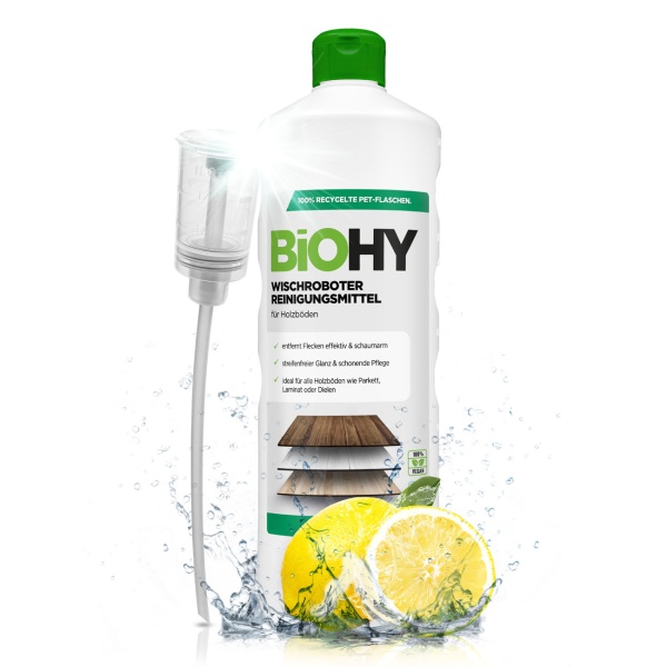 2er-Set Holz-Bodenreiniger-Konzentrat für Wischroboter, Zitronenduft, vegan, 1 L, biologisch abbaubar, schnell trocknend
