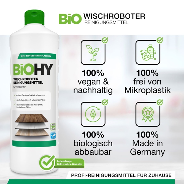 2er-Set Holz-Bodenreiniger-Konzentrat für Wischroboter, Zitronenduft, vegan, 1 L, biologisch abbaubar, schnell trocknend