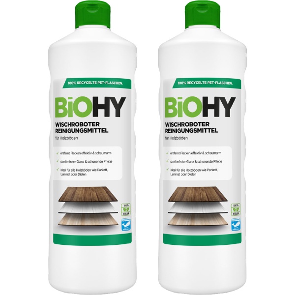 2er-Set Holz-Bodenreiniger-Konzentrat für Wischroboter, Zitronenduft, vegan, 1 L, biologisch abbaubar, schnell trocknend
