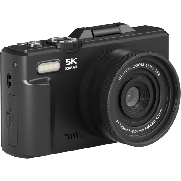 Kompakte 5K WLAN Digitalkamera mit 18x Zoom, 75MP Fotoauflösung & 180 Grad Klappdisplay – ideale Vlogging-Kamera für YouTube & Live-Streams