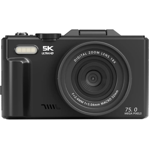 Kompakte 5K WLAN Digitalkamera mit 18x Zoom, 75MP Fotoauflösung & 180 Grad Klappdisplay – ideale Vlogging-Kamera für YouTube & Live-Streams