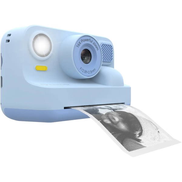 Kinder-Druckkamera mit Bluetooth, Blau: Sofortbildkamera mit Thermodruck für Smartphone-Fotos, Full-HD-Video & 48MP Selfie-Linse