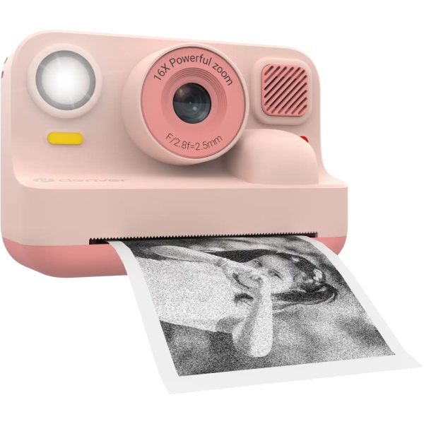 Kinder-Druckkamera mit Bluetooth, Rosa: Sofortbildkamera mit Thermodruck für Smartphone-Fotos, Full-HD-Video & 48MP Selfie-Linse