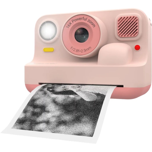 Kinder-Druckkamera mit Bluetooth, Rosa: Sofortbildkamera mit Thermodruck für Smartphone-Fotos, Full-HD-Video & 48MP Selfie-Linse