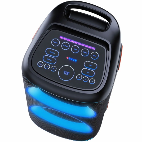 Bluetooth-Partylautsprecher 200W RMS: Musikbox mit LED-Lichtshow, TWS, Akku, Rollen, Mikrofon & Fernbedienung - IPX4 Spritzwasserschutz