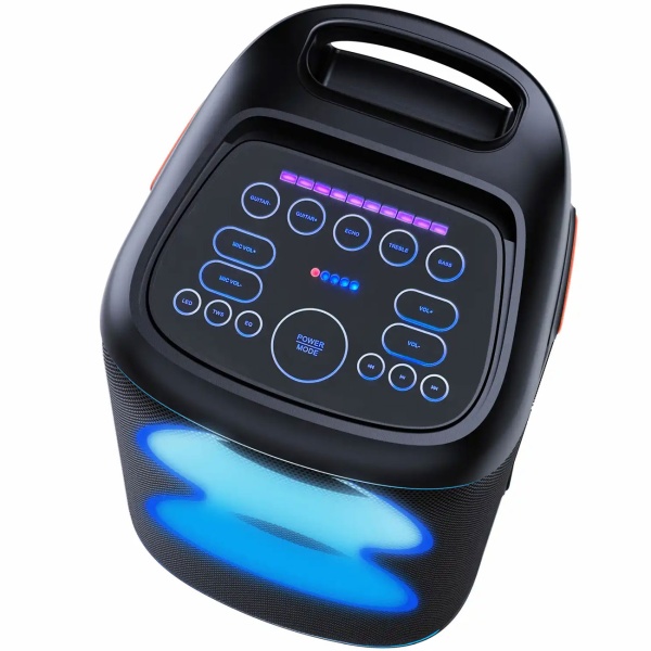 Leistungsstarker Bluetooth Partylautsprecher mit 100W RMS, TWS, LED Lichtshow, Mikrofon & Fernbedienung – IPX4 Wetterfeste Soundanlage für Outdoor