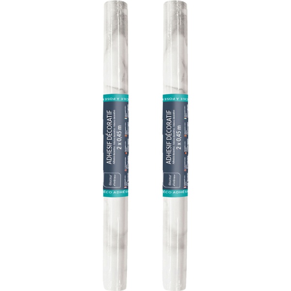 2er-Set Hochwertige Klebefolie Weisser Marmor – Moderne Dekofolie, selbstklebend, 45cmx200cm