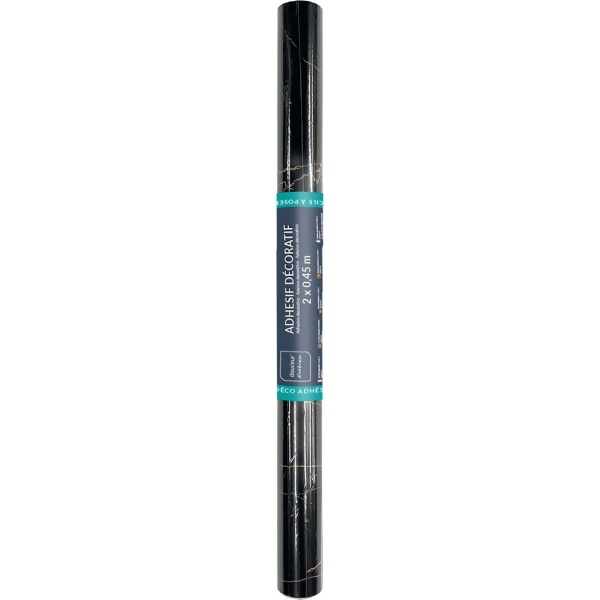 2er-Set Hochwertige Klebefolie Schwarzer Marmor – Moderne Dekofolie, selbstklebend, 45cmx200cm