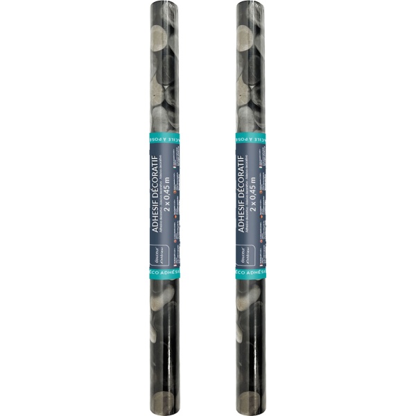2er-Set Moderne Klebefolie mit Kieselsteinmuster, dunkelgrau – Hochwertige Dekofolie, selbstklebend, 45cmx200cm