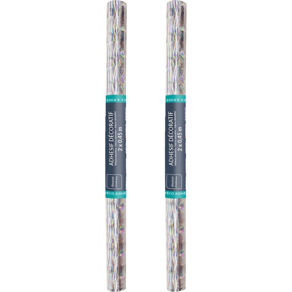 2er-Set Minimalistische Klebefolie mit Karomuster, silber – Hochwertige Dekofolie, selbstklebend, 45cmx200cm