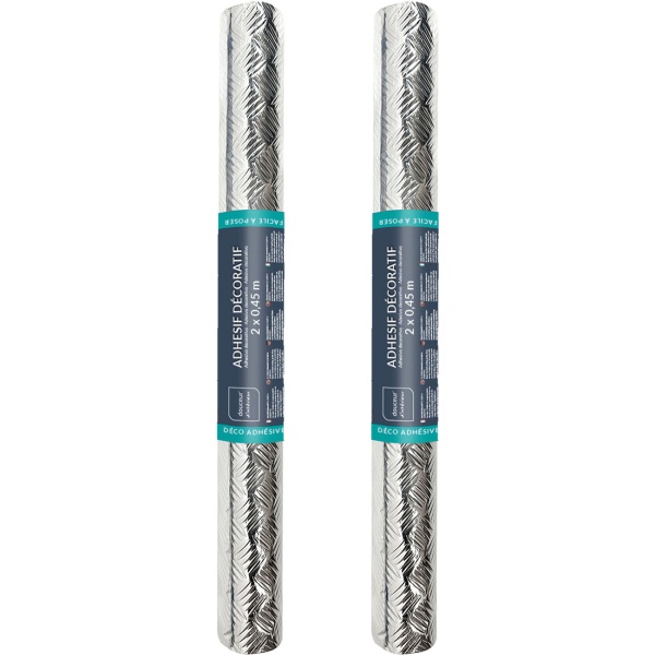 2er-Set Minimalistische Klebefolie in Metalloptik, silber – Hochwertige Dekofolie, selbstklebend, 45cmx200cm