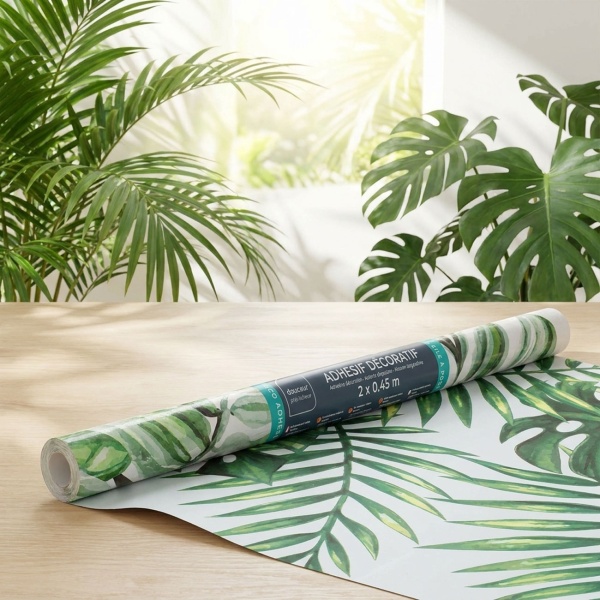 2er-Set Exotische Klebefolie in Dschungel-Optik – Moderne Dekofolie, 45cmx200cm - Sommerliche selbstklebende Folie 