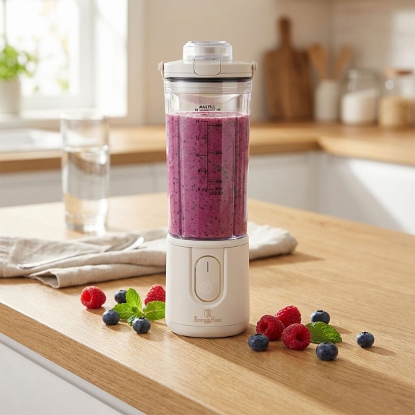 Tragbarer Akku Standmixer & Smoothie Maker kabellos: Leistungsstarker Mini Blender für frische Shakes, Säfte - ideal für Sport, Arbeit & Reisen