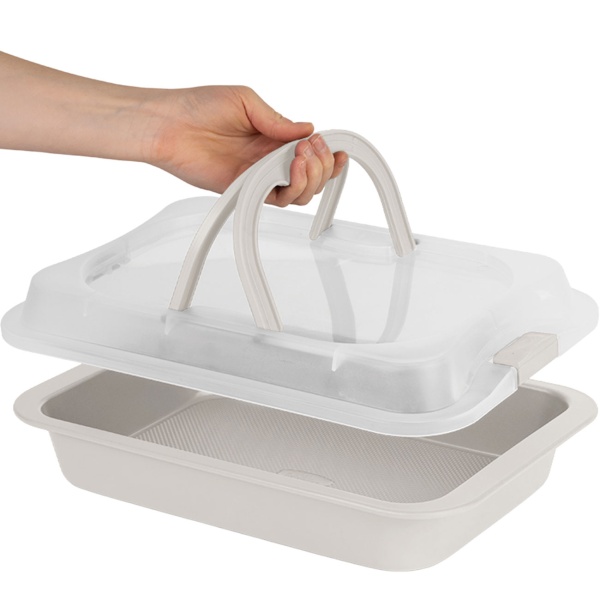 Bräter mit Deckel 36,5x24,5 cm - Antihaft Auflaufform aus Kohlenstoffstahl, ofenfest bis 220 Grad, ideal für Backofen & Transport