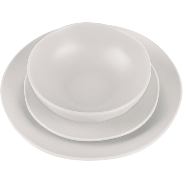 Exklusives 18-tlg. Geschirr-Set Creme: Tafelservice aus Steinzeug für 6 Personen, spülmaschinenfest & mikrowellengeeignet - für elegante Dinner