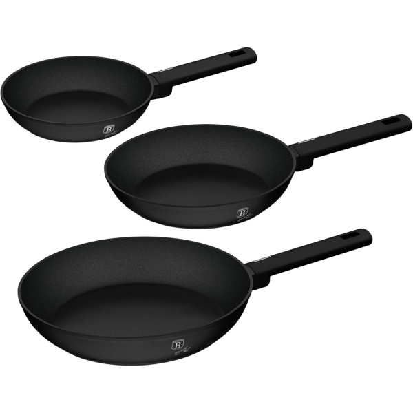 Elegantes 3er Set Bratpfannen aus Aluminium in Mattschwarz – Hochwertiges Antihaft-Pfannenset, leicht zu reinigen für die moderne Küche