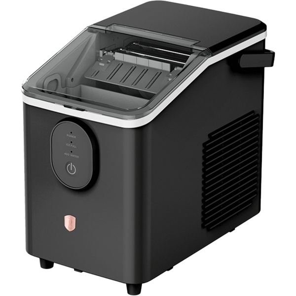Eiswürfelmaschine - Kompakter Ice Maker Retro-Design mit 0,8L Wassertank & 120W - 12kg Eis in 24h - Inkl. praktischer Eisschaufel, Schwarz-Roségold