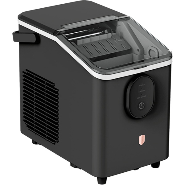Eiswürfelmaschine - Kompakter Ice Maker Retro-Design mit 0,8L Wassertank & 120W - 12kg Eis in 24h - Inkl. praktischer Eisschaufel, Schwarz-Roségold