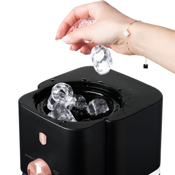 Elektrischer Eis Crusher 30W, 1,1L Schwarz-Roségold: Crushed Ice & Shaved Ice Maschine für Cocktails, Eiskaffee & Slush, ideal für jede Party