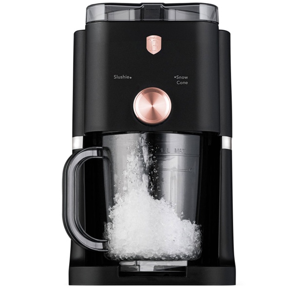 Elektrischer Eis Crusher 30W, 1,1L Schwarz-Roségold: Crushed Ice & Shaved Ice Maschine für Cocktails, Eiskaffee & Slush, ideal für jede Party