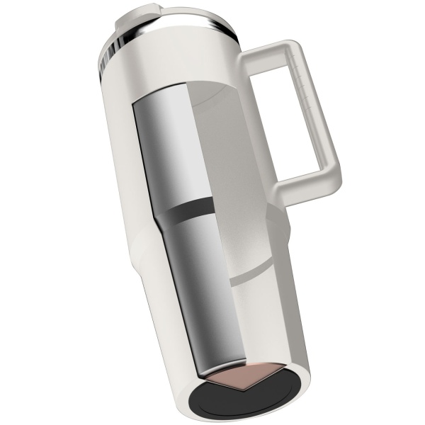 Isolierbecher 1 Liter Edelstahl mit 30 cm Strohhalm, mattes Creme - Moderner Thermobecher für Kaffee, Eistee u.v.m. - hält lange heiss oder eiskalt