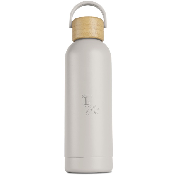 Thermosflasche 0,5 Liter Edelstahl mit Bambus-Deckel – Edle Isolierflasche in mattem Design, ideal für heisse und kalte Getränke unterwegs