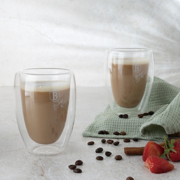 2er-Set doppelwandige Kaffee-Tassen, 300 ml, Schwebeeffekt, hitzebeständiges Barista Glas, Cappuccino, Latte-Macchiato, Tee
