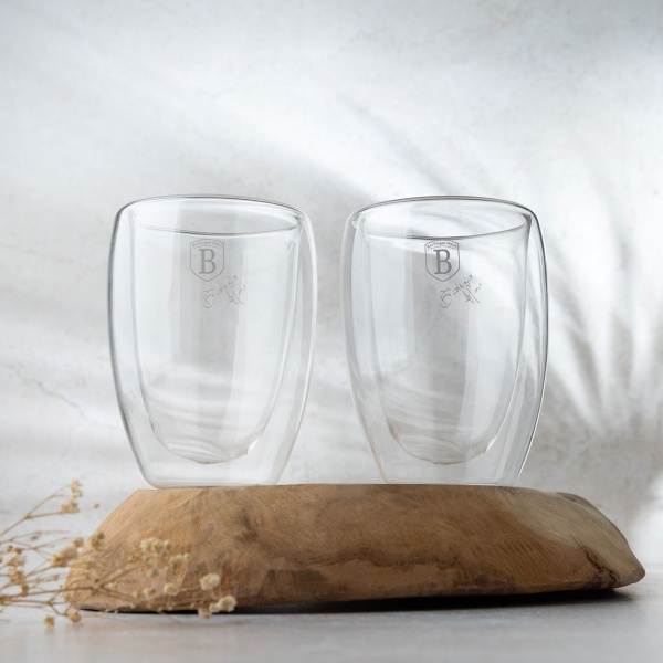 2er-Set doppelwandige Kaffee-Tassen, 300 ml, Schwebeeffekt, hitzebeständiges Barista Glas, Cappuccino, Latte-Macchiato, Tee