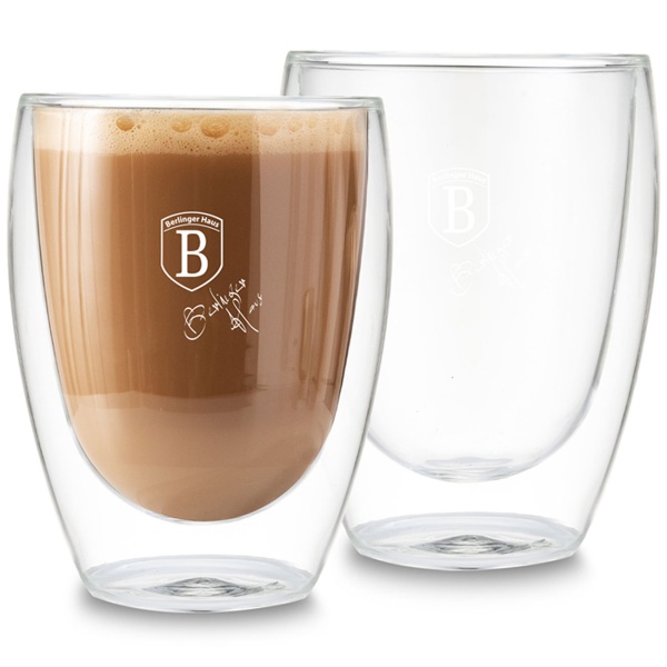 2er-Set doppelwandige Kaffee-Tassen, 300 ml, Schwebeeffekt, hitzebeständiges Barista Glas, Cappuccino, Latte-Macchiato, Tee