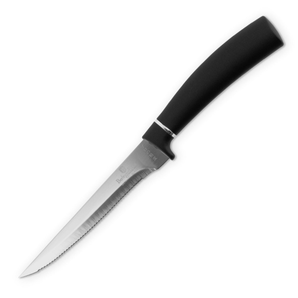 Steakmesser Set 6 teilig aus Edelstahl - Scharfe Fleischmesser 11,5 cm Klinge mit Soft-Touch Griff - Edle Messer, Schwarz