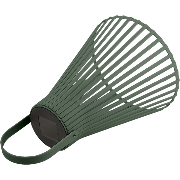 Dekorative LED Solar Laterne für Aussen, Moderne Gartenlaterne in Grün mit Tragegriff, Solarlampe im Lamellen-Design für Balkon & Terrasse